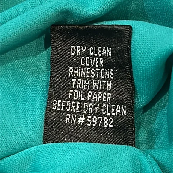 Adrianna Papell Boutique Teal Green Sheath Dress size 14 One Shoulder Satin - Picture 6 of 16